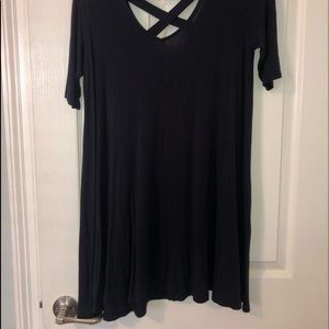 Navy dress with detailed back